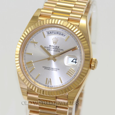 Rolex Day Date President Ref 228238 18K Gold Silver Dial